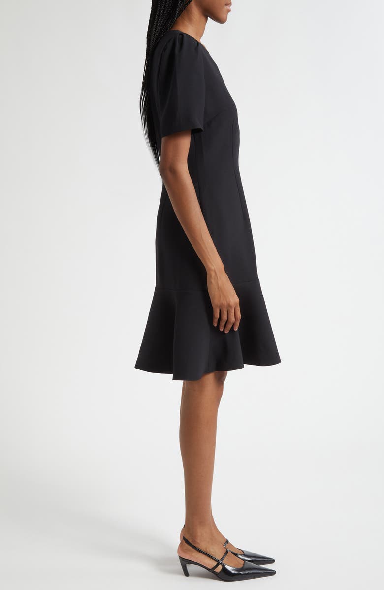 Lafayette 148 New York Flare Hem Wool & Silk Crepe Dress, Alternate, color, Black