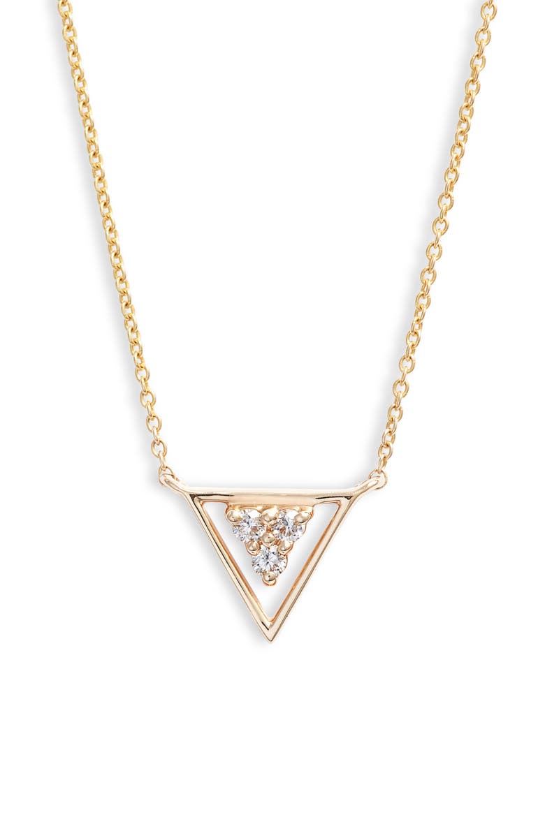 Ivy Diamond Triangle Pendant Necklace, Main, color, YELLOW GOLD/ PEARL