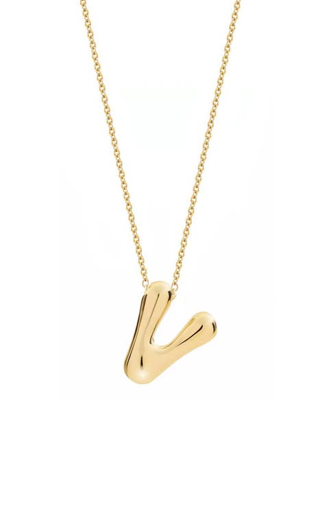 Puffed Initial Pendant Necklace