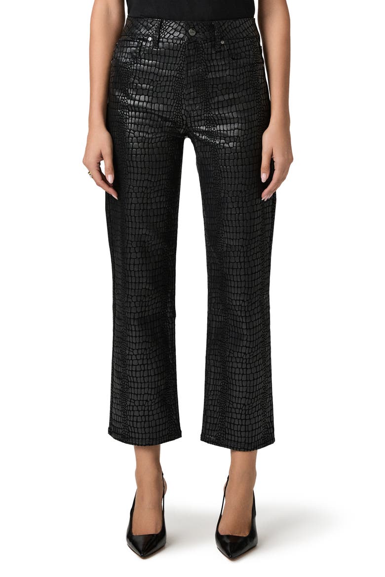 Stevie Croc Embossed High Waist Ankle Jeans, Main, color, BLACK FOG CROC COATING