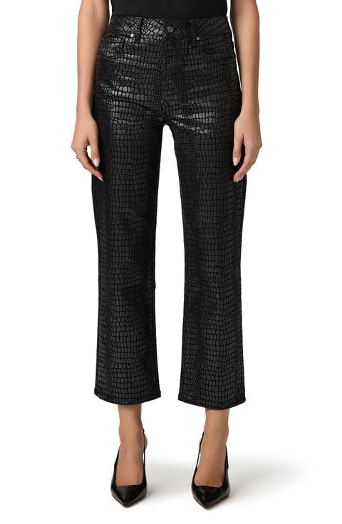 Stevie Croc Embossed High Waist Ankle Jeans