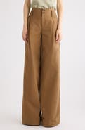 Chloé Garment Dye Organic Cotton Canvas Wide Leg Pants