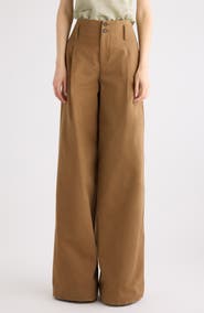 Chloé Garment Dye Organic Cotton Canvas Wide Leg Pants