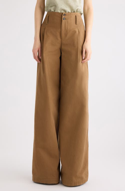 Chloé Garment Dye Organic Cotton Canvas Wide Leg Pants In Brown