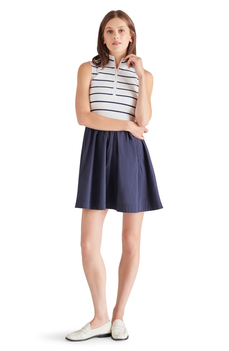 Steve Madden Lyon Half Zip Minidress, Alternate, color, Navy Stripe