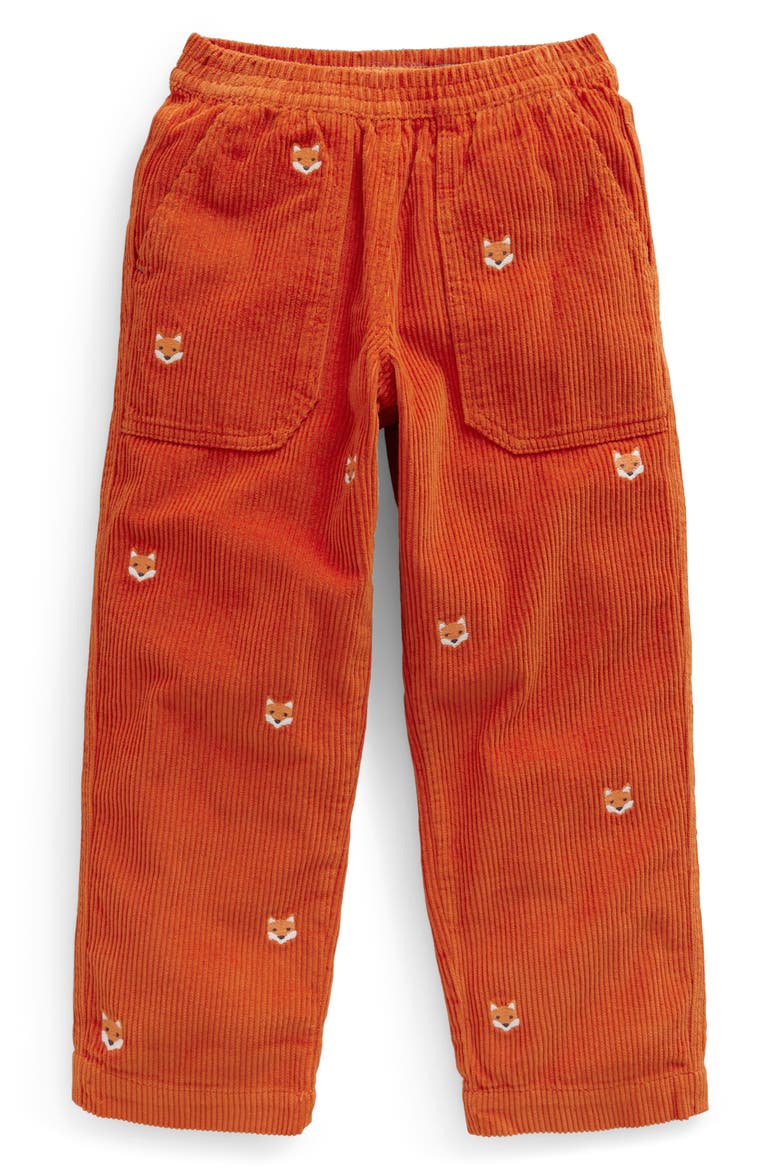 Kids' Fox Appliqué Chunky Corduroy Pants, Main, color, AUTUMN MAPLE ORANGE FOX