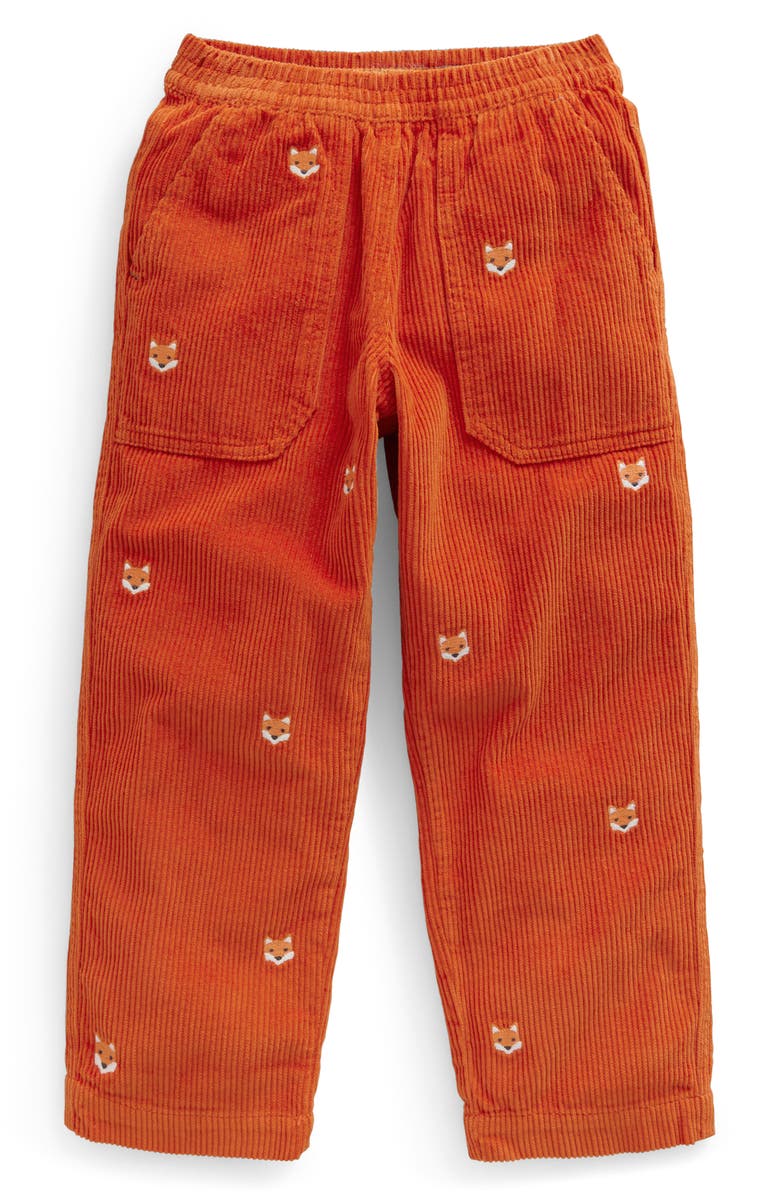 Mini Boden Kids' Fox Appliqué Chunky Corduroy Pants, Main, color,