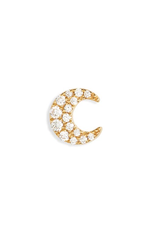 Shop Maria Tash Diamond Moon Threaded Stud Earring In Yellow Gold