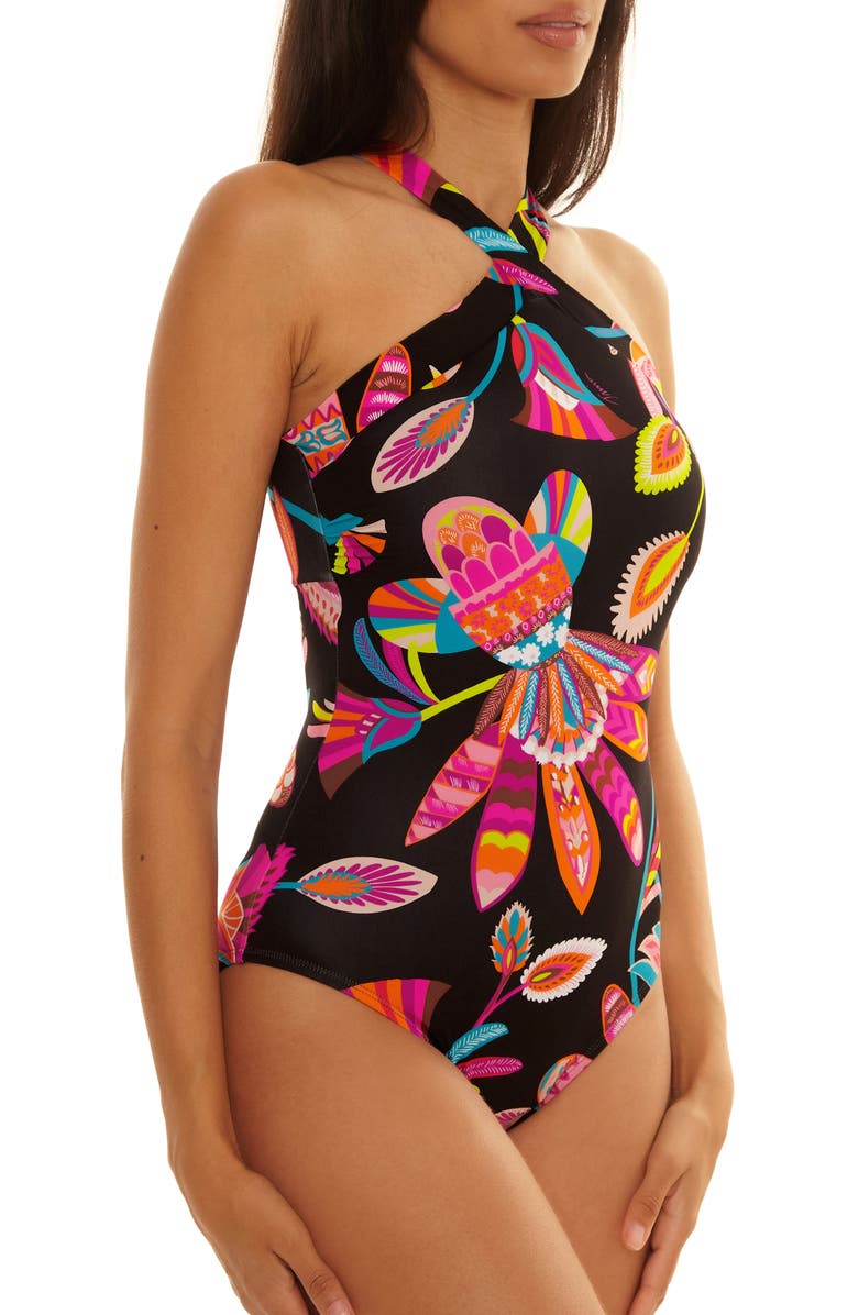 Trina Turk Halter One-Piece Swimsuit, Alternate, color, Luminary