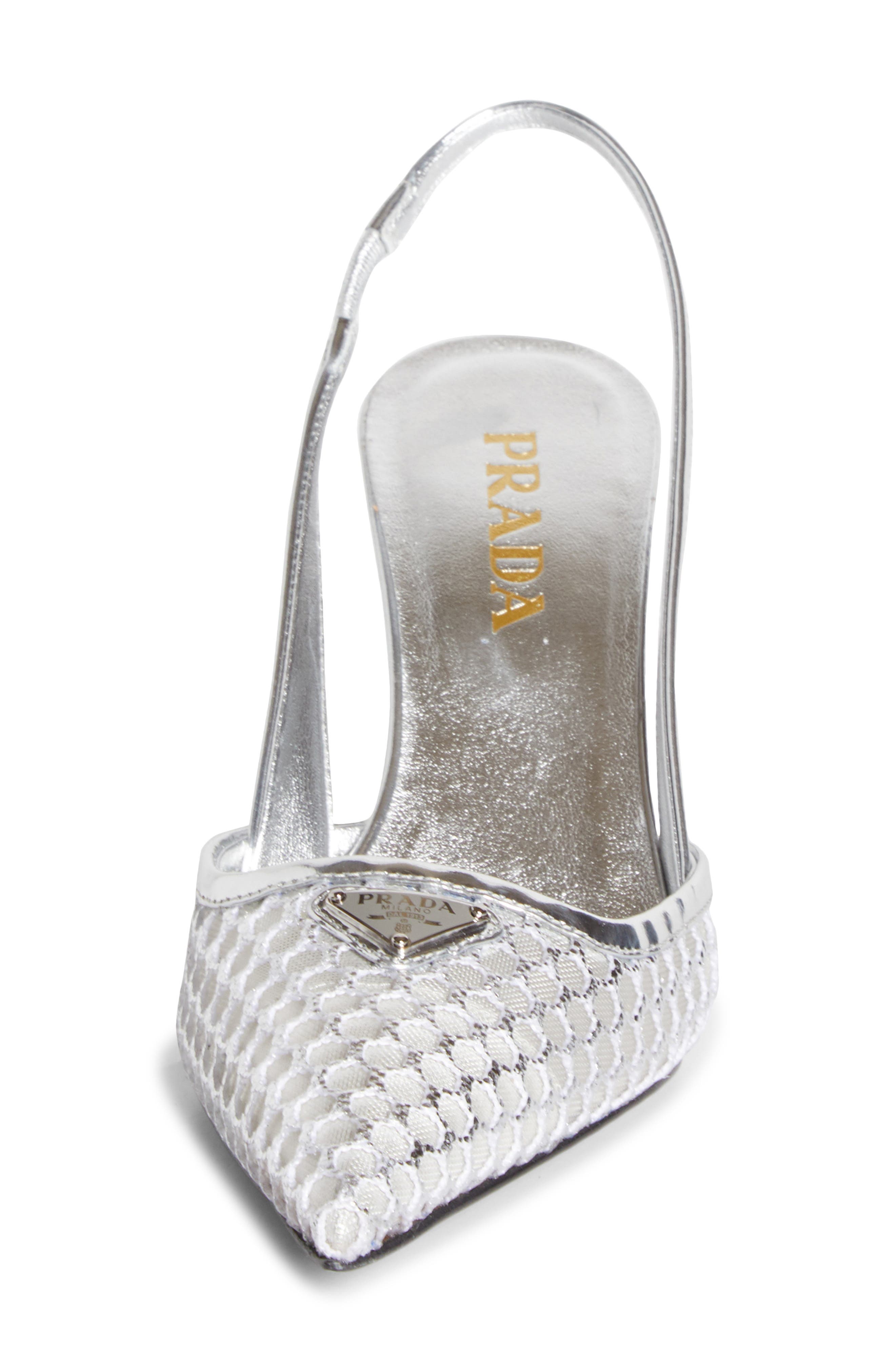Mesh Slingback Pump, Alternate, color, PLATINO