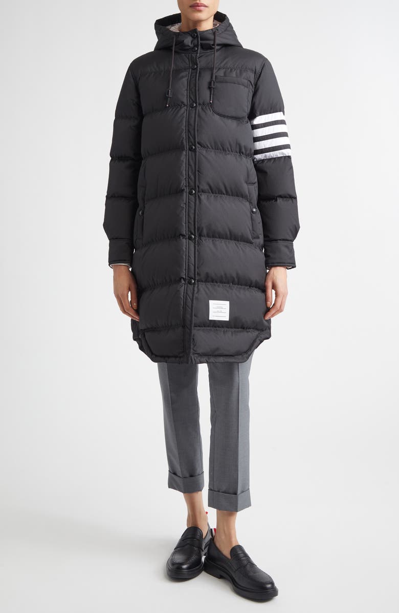 Thom Browne 4-Bar Down Coat, Main, color, Black