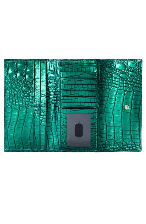 Brahmin Cordelia Croc Embossed Leather Wallet In Green