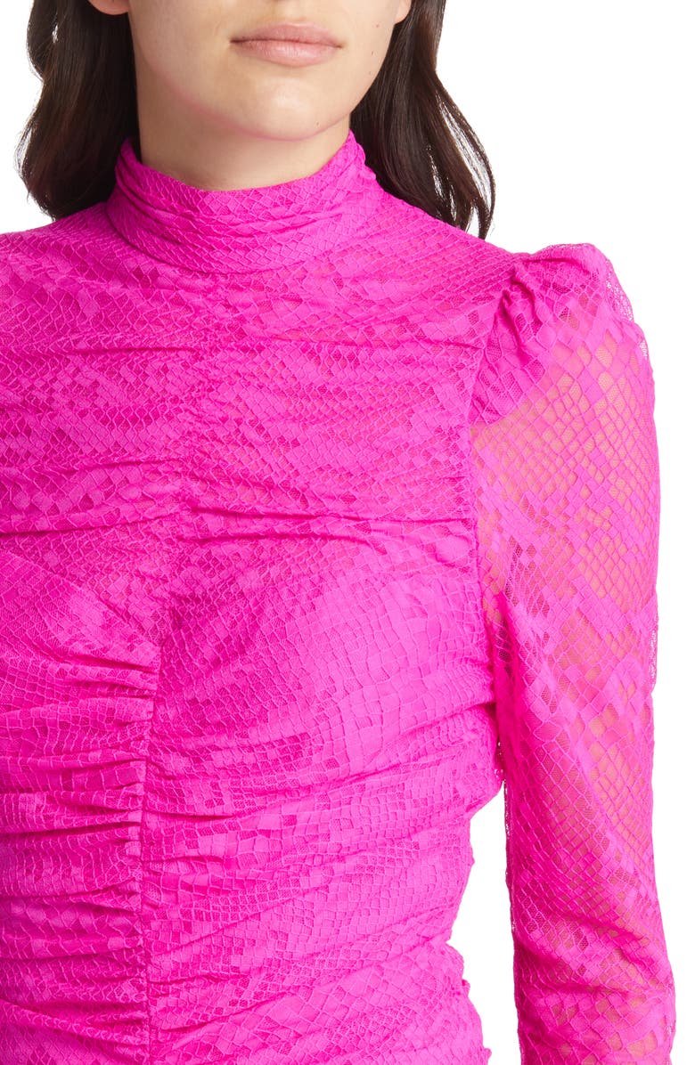 Saylor Marcey Lace Ruched Long Sleeve Minidress, Alternate, color,