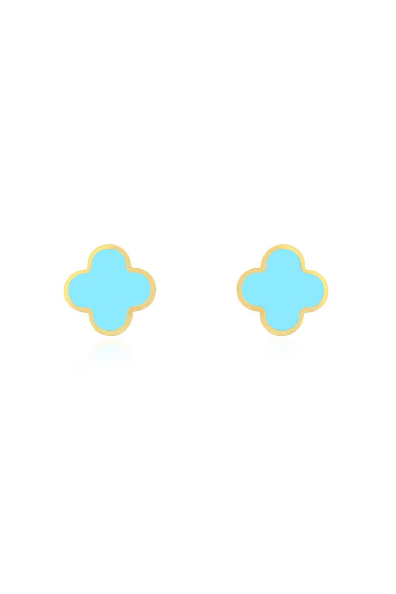 Small Turquoise Clover Stud Earrings, Alternate, color, Turquoise