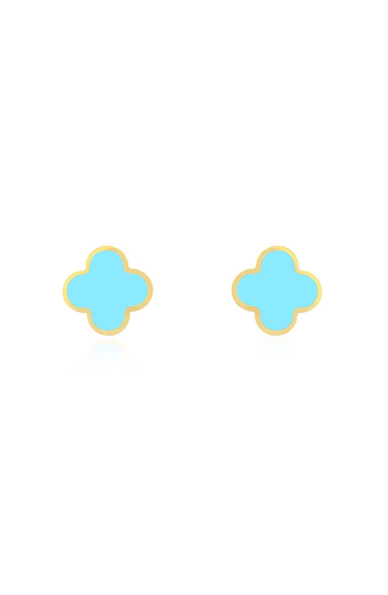 The Lovery Fine Jewelry Small Turquoise Clover Stud Earrings, Alternate, color, Turquoise