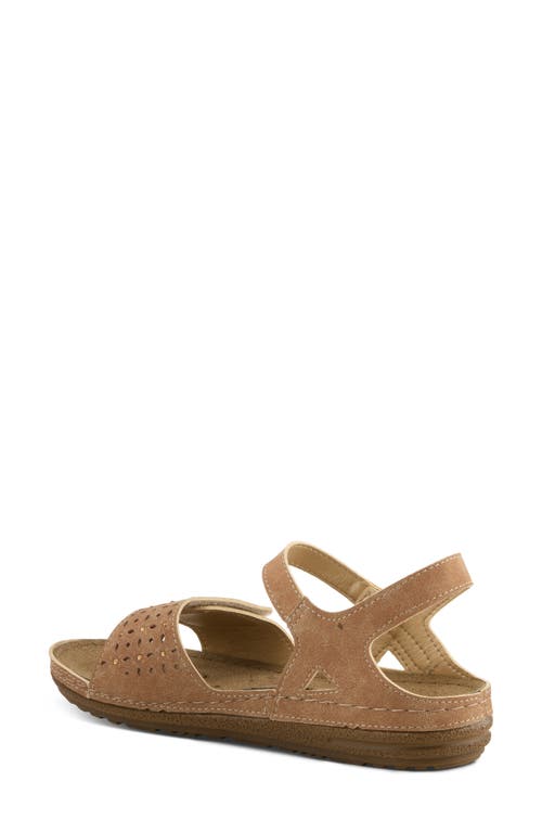 Flexus By Spring Step Perforated Wedge Sandal In Camel