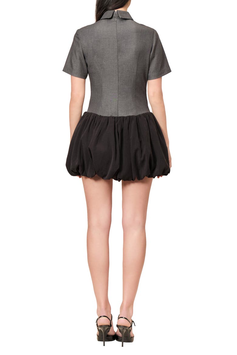 Beth Two-Tone Bubble Minidress, Alternate, color, GREY BLACK