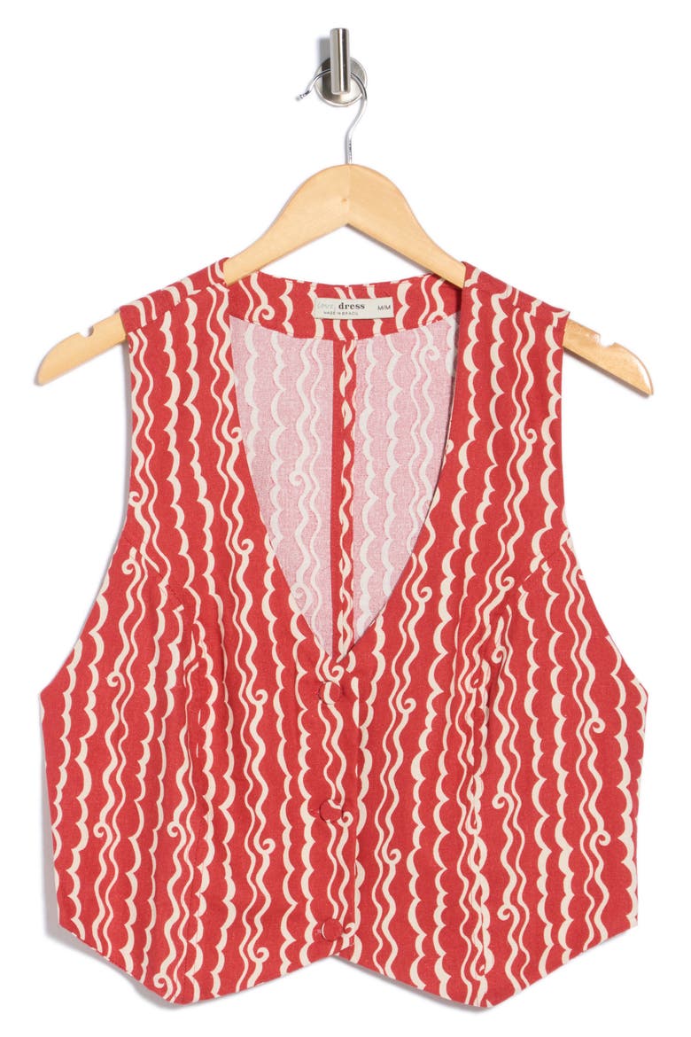 Button Front Cotton Vest, Alternate, color, RED ATLANTICA