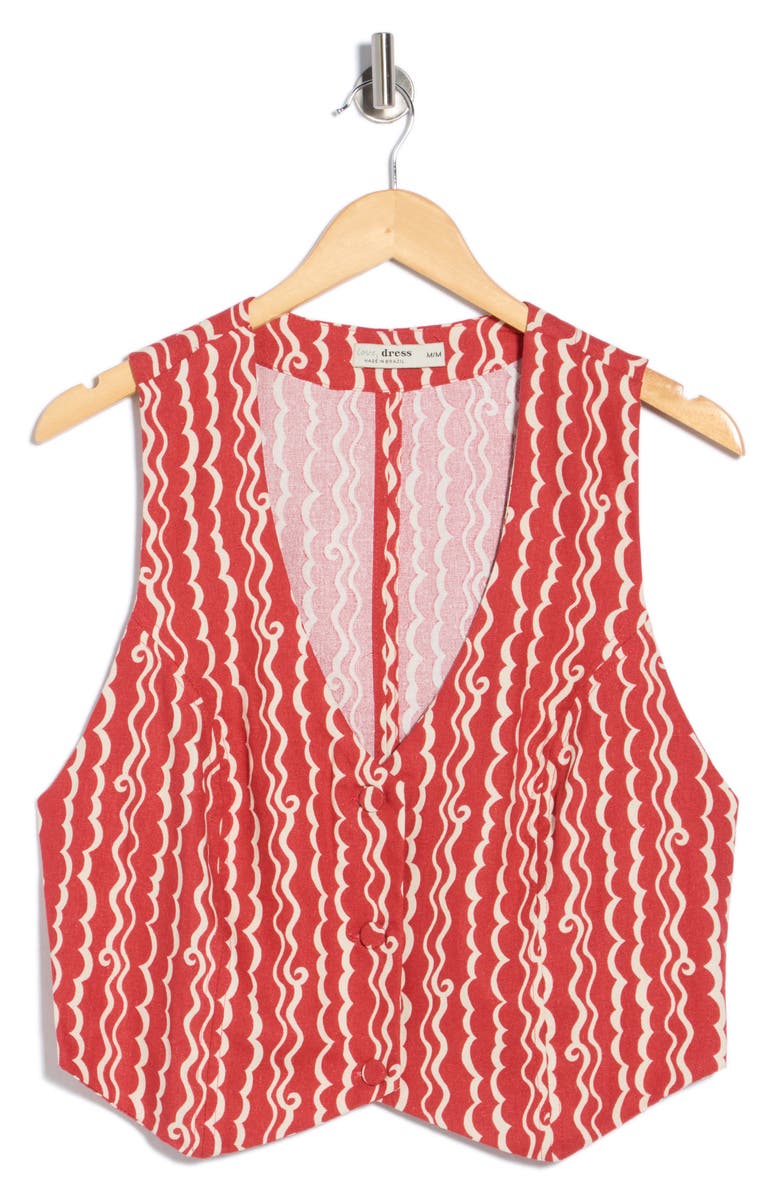 DRESS TO Button Front Cotton Vest, Alternate, color, Red Atlantica