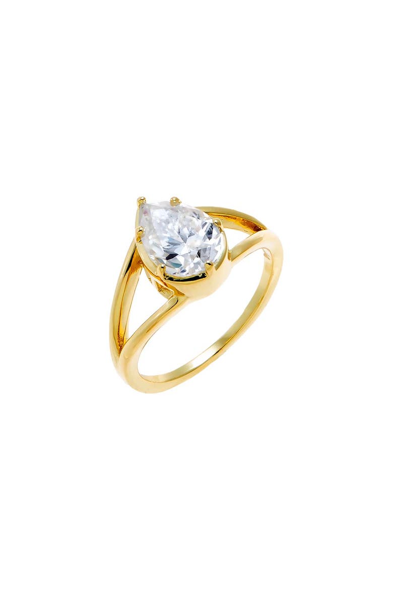 Moissanite Pear Double Band Ring, Main, color, Gold