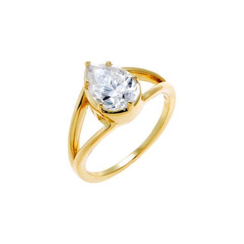Moissanite Pear Double Band Ring