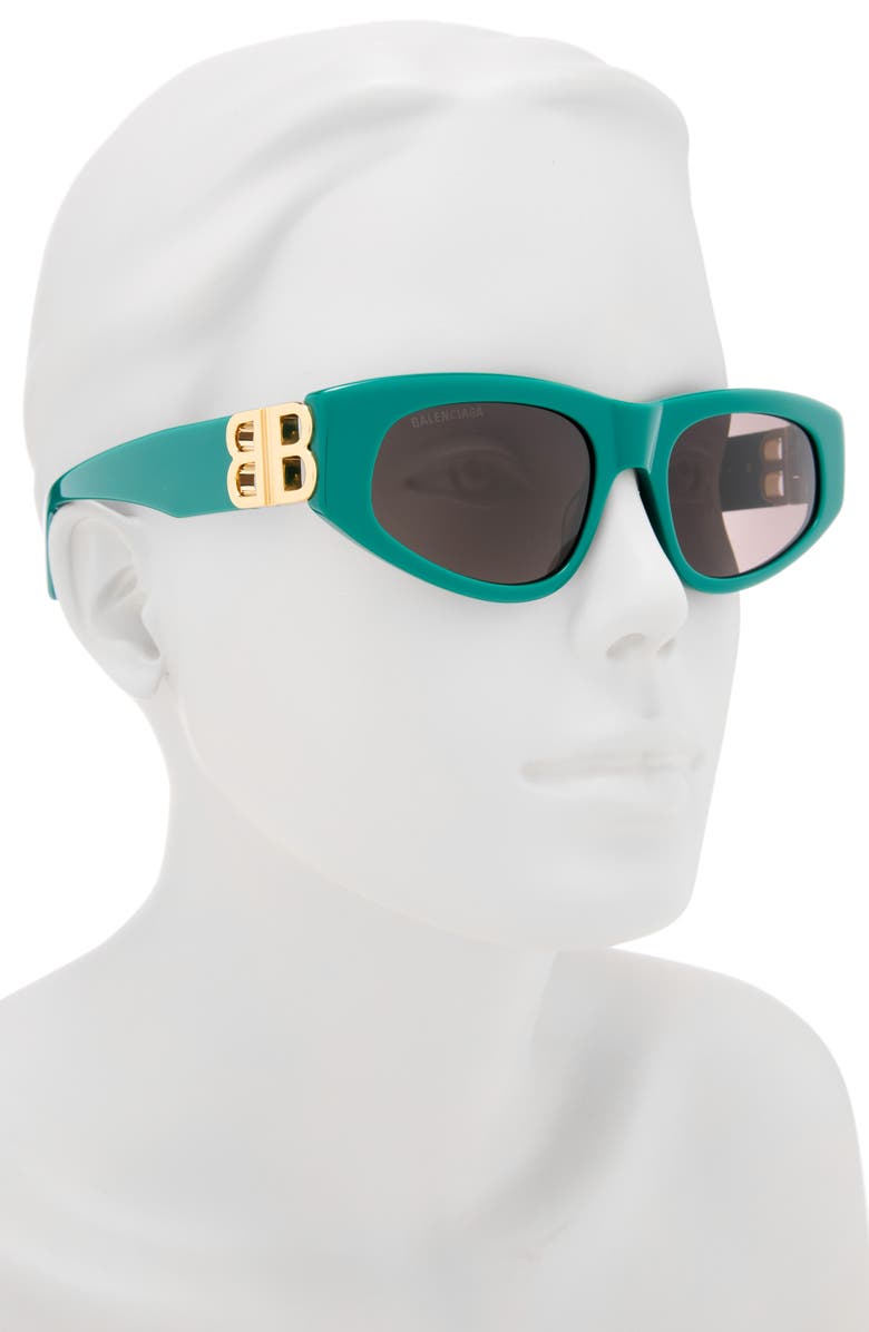 Balenciaga 53mm Cat Eye Sunglasses, Alternate, color, Green Gold Grey