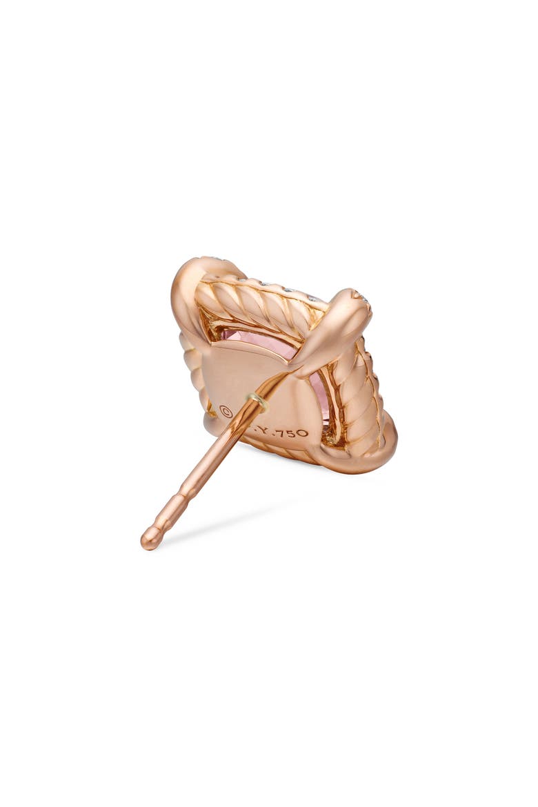 Châtelaine Pavé Bezel Stud Earrings with Morganite and Diamonds in 18K Rose Gold, Alternate, color, ROSE GOLD/ DIAMOND/ MORGANITE