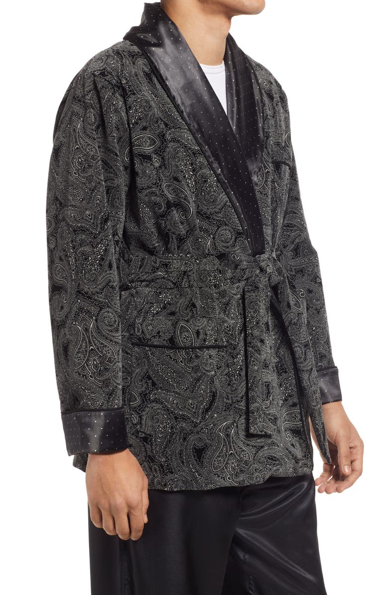 Majestic International Ashears Velour Smoking Jacket, Alternate, color, 