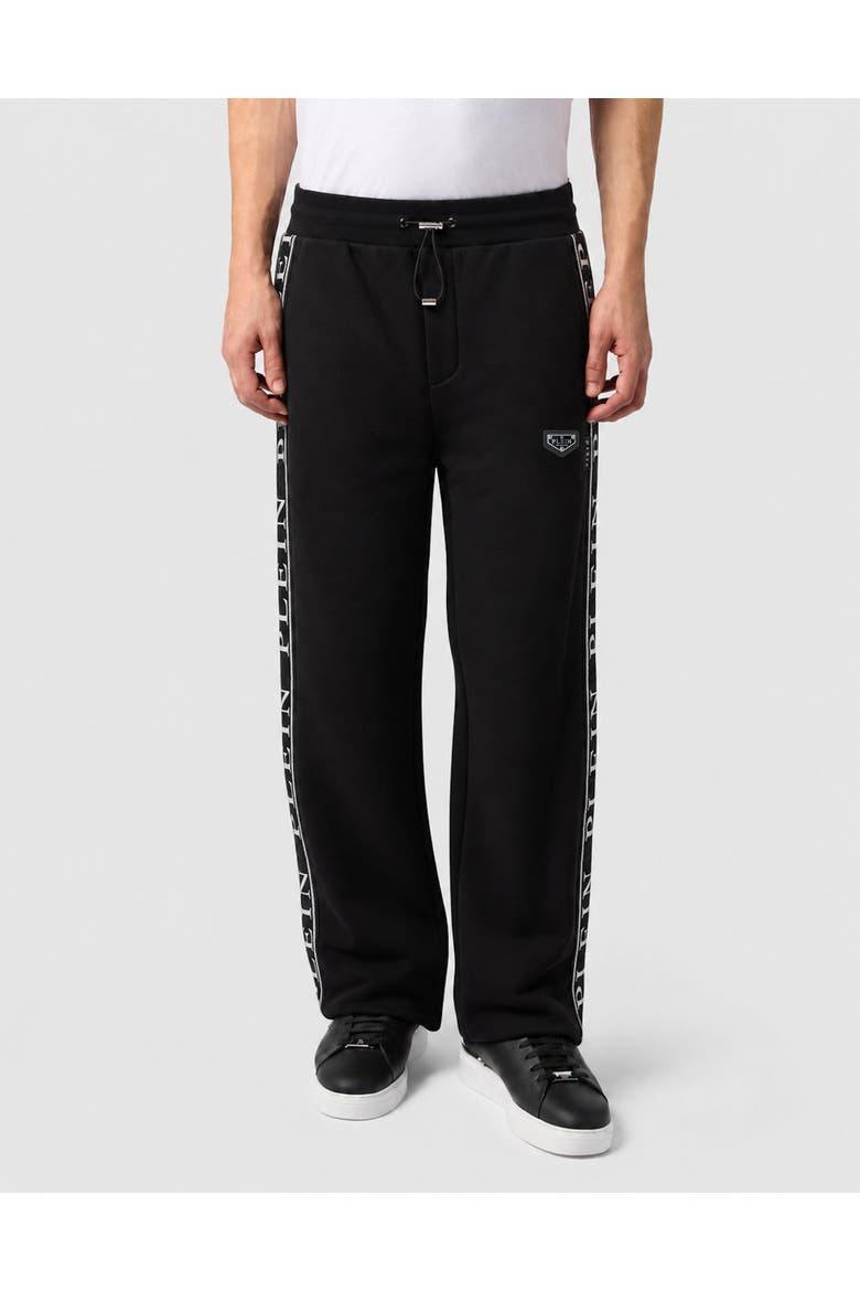 Jogging Trousers Plein Tape Men, Main, color, black