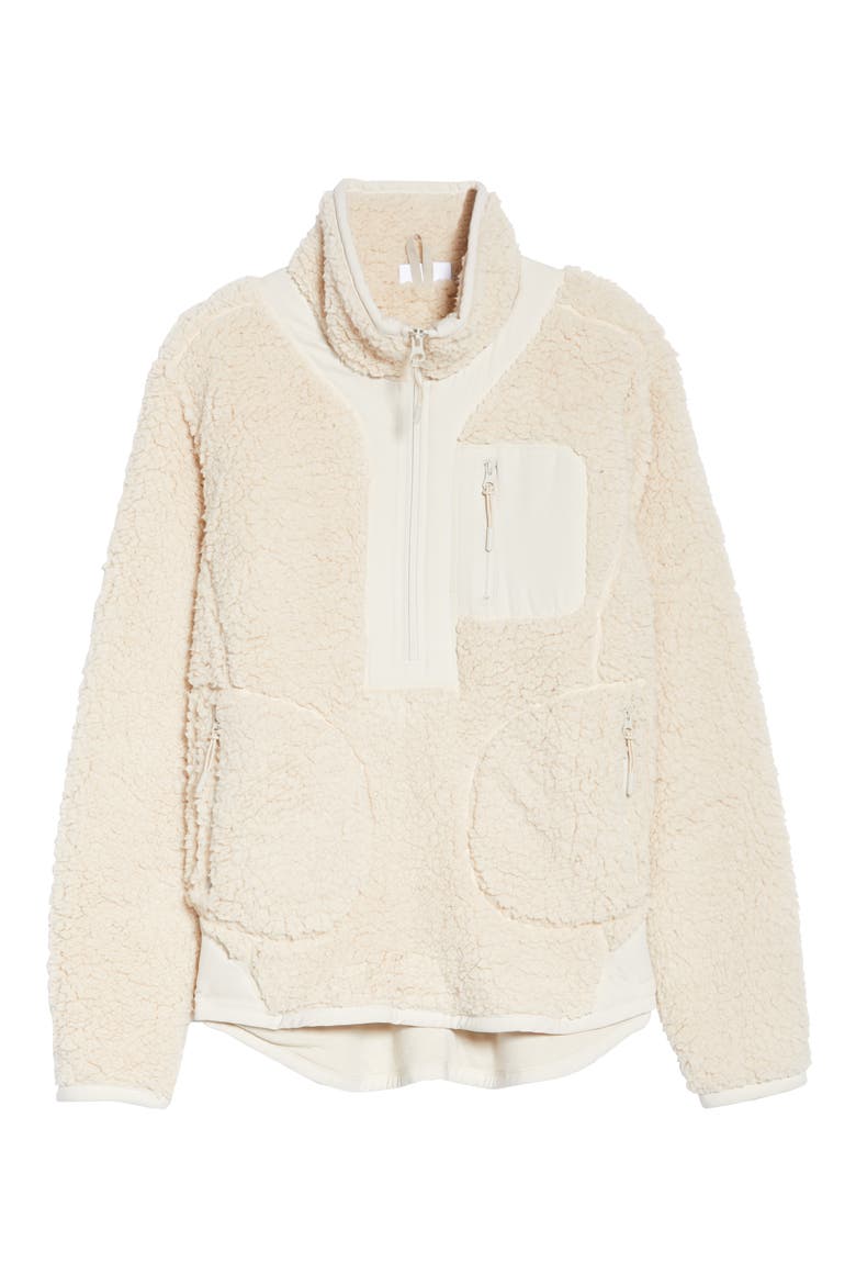 Mix It Up Faux Shearling Half Zip Pullover, Alternate, color, BEIGE RAINY DAY