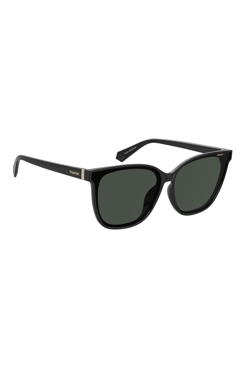 65mm Polarized Rectangular Sunglasses, Alternate, color, BLACK/ GREY POLARIZED