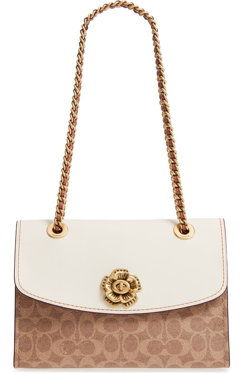 COACH Parker Leather & Canvas Shoulder Bag, Main, color,