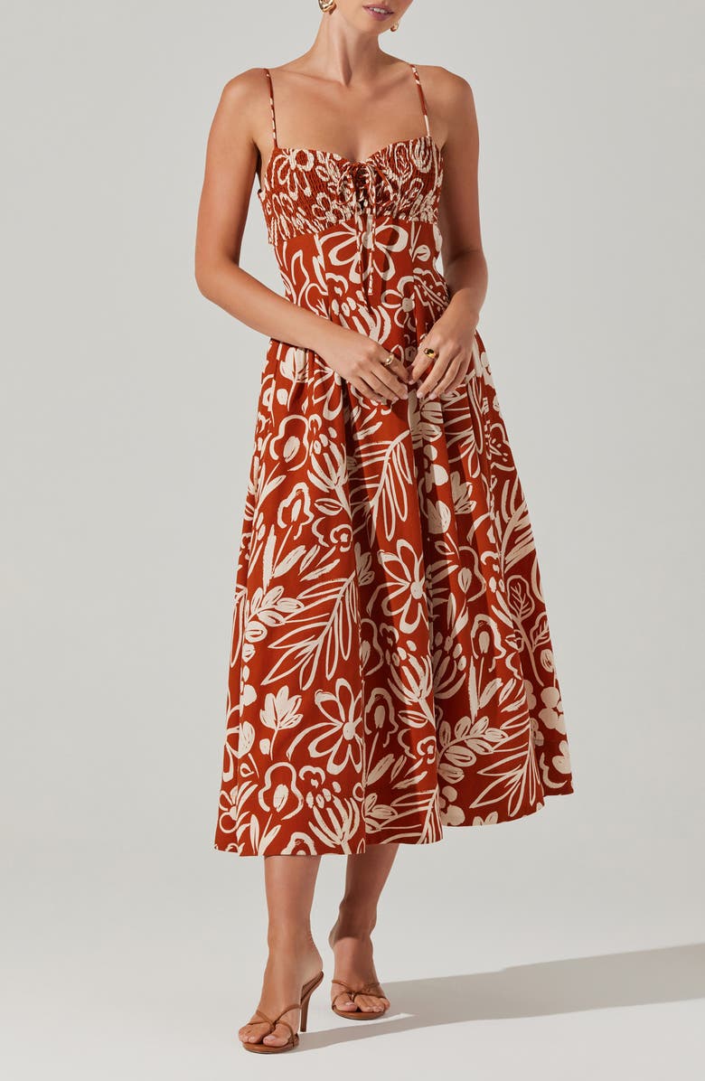 ASTR the Label Sarai Floral Midi Sundress, Main, color, 