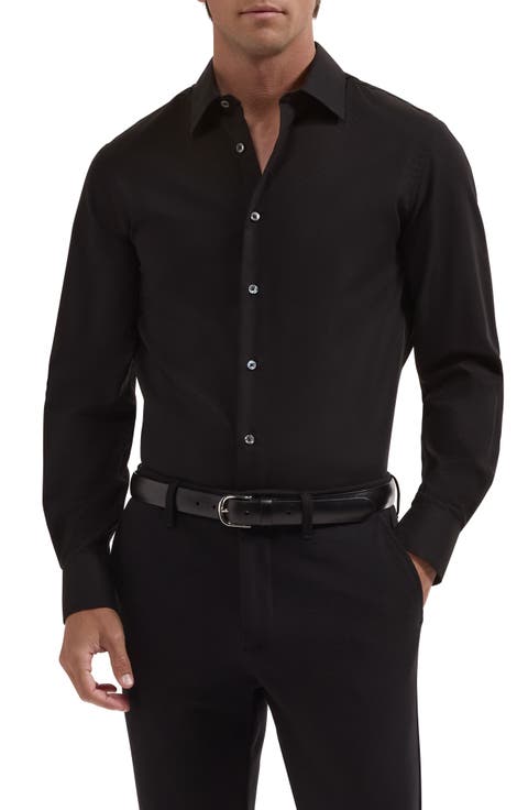 Julian Shaped Fit Solid Jacquard Button-Up Shirt