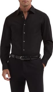 Bugatchi Julian Shaped Fit Solid Jacquard Button-Up Shirt