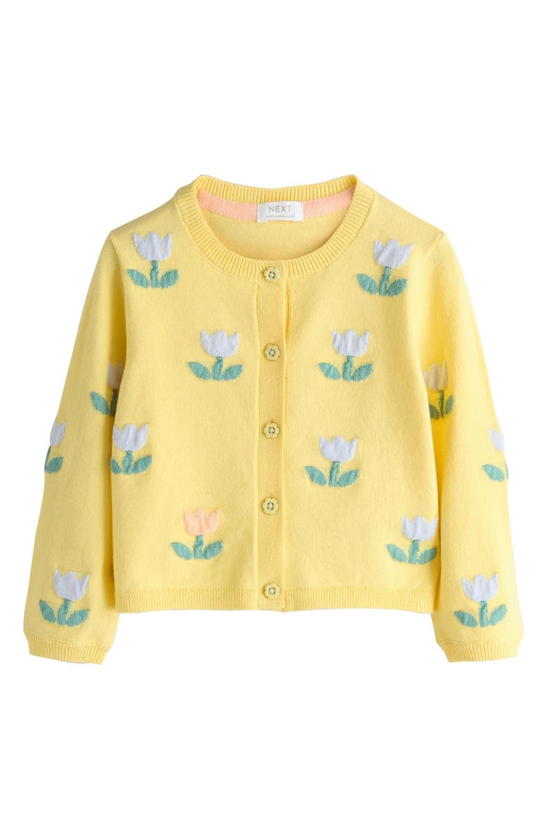 NEXT Kids' Tulip Embroidered Cardigan, Main, color, Yellow