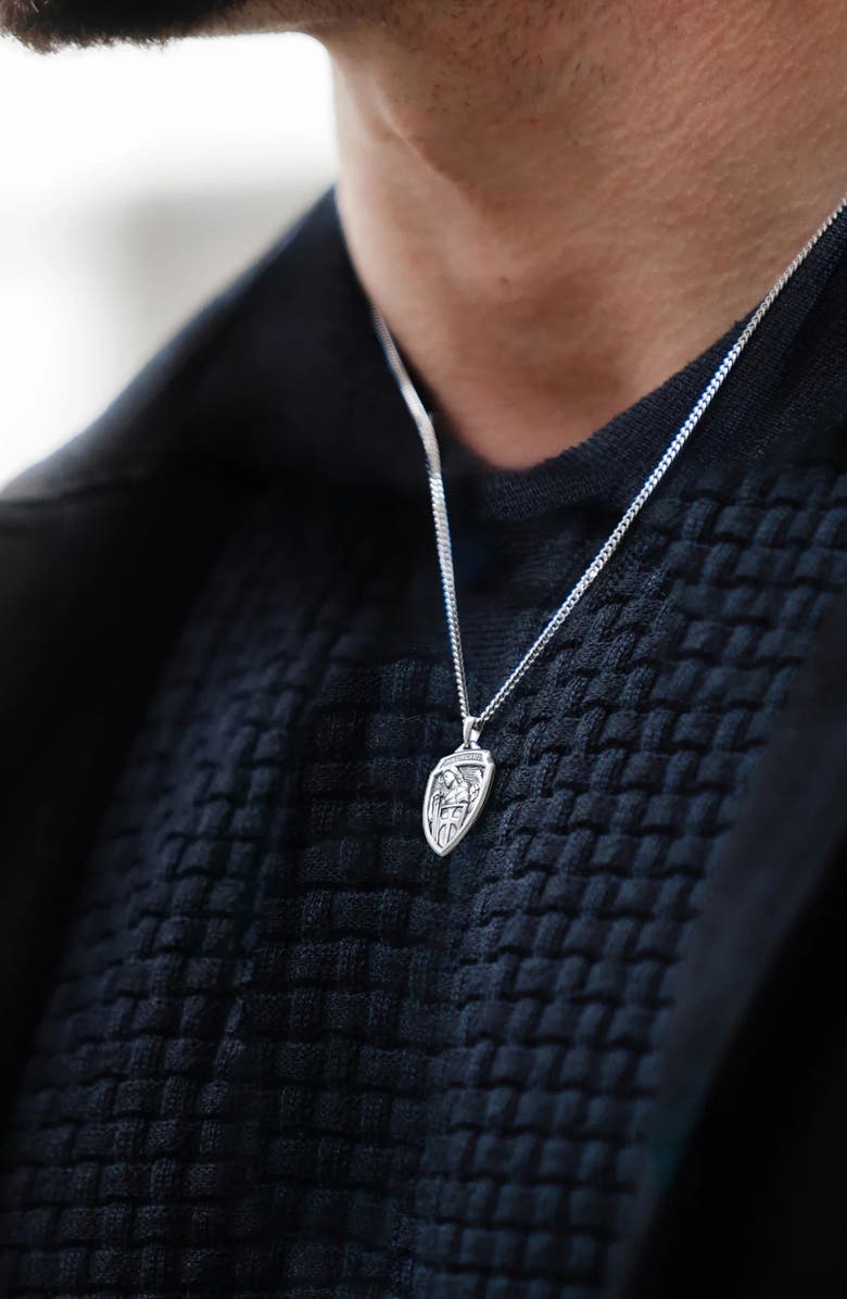 Vincero Men's St. Michael Shield Pendant Necklace, Alternate, color, Silver