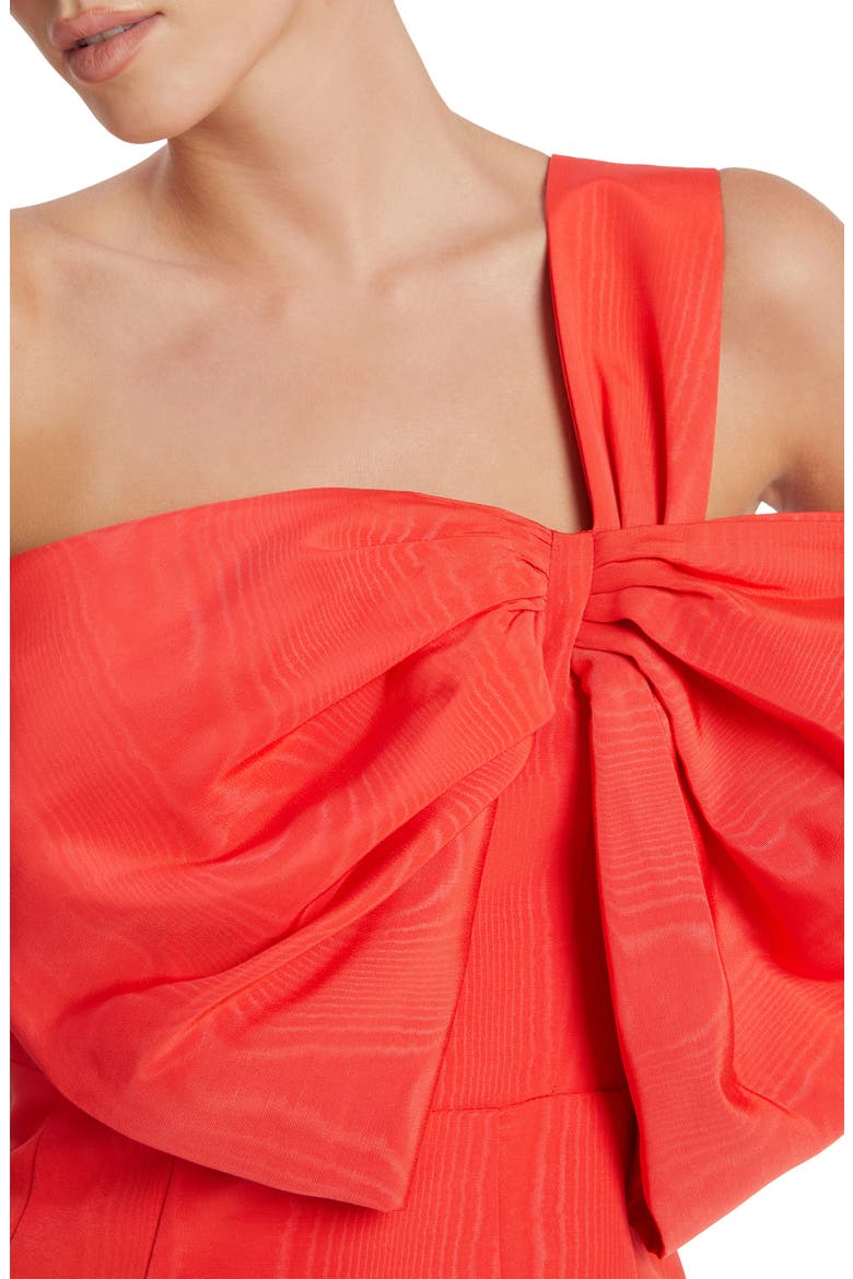 Bella Bow One-Shoulder Minidress, Alternate, color, FIRE RED