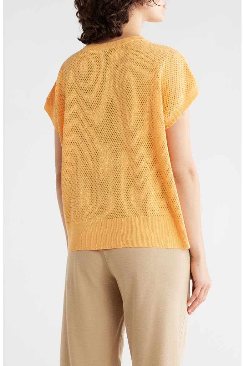 Crewneck Short Sleeve Pointelle Sweater, Alternate, color, CANTALOUPE