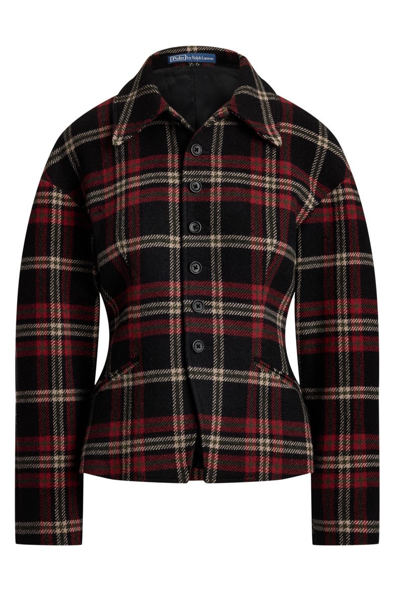Plaid Tweed Sculpted Jacket, Alternate, color, RED