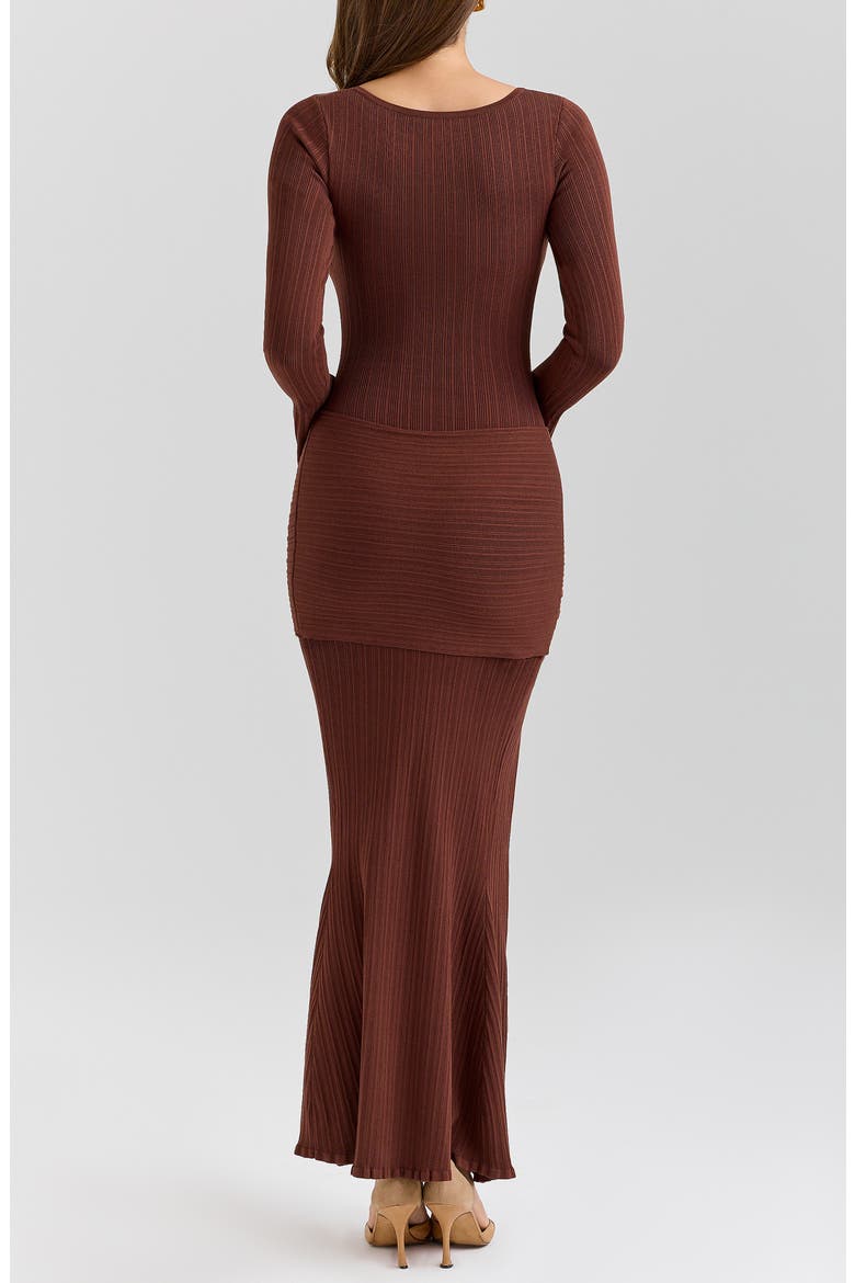 Khrysta Long Sleeve Rib Body-Con Maxi Cocktail Dress, Alternate, color, CHOCOLATE BROWN