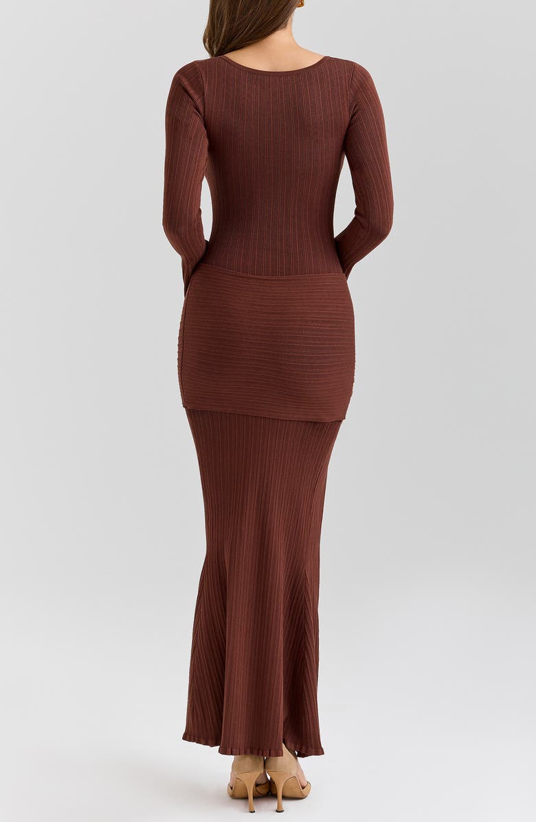Khrysta Long Sleeve Rib Body-Con Maxi Cocktail Dress