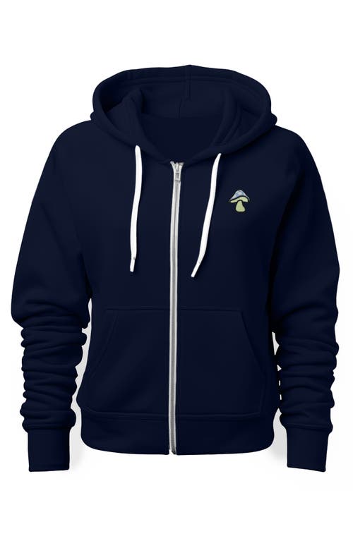 Dalix Mushroom Zip Hoodie In Navy Blue
