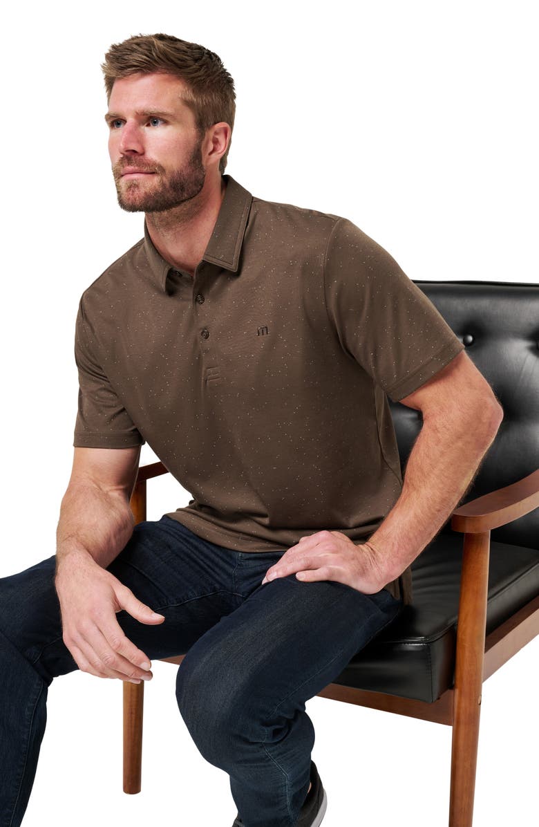 TravisMathew Special Trip Ditsy Cotton Blend Polo, Alternate, color, Chocolate