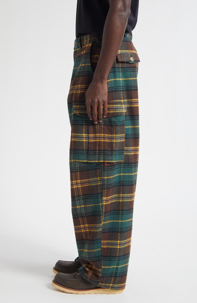 Sky High Farm Workwear Gender Inclusive Plaid Flannel Cargo Pants, Alternate, color, Yellow