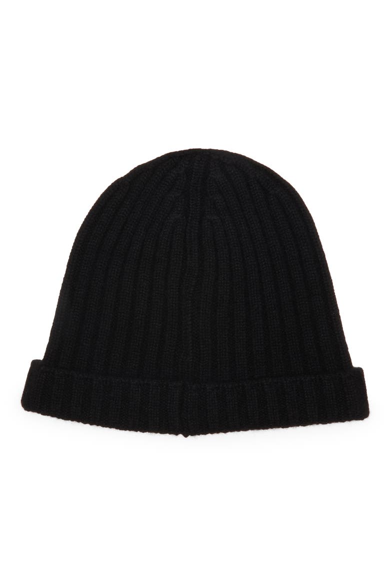 Rib Cashmere Beanie, Alternate, color, BLACK