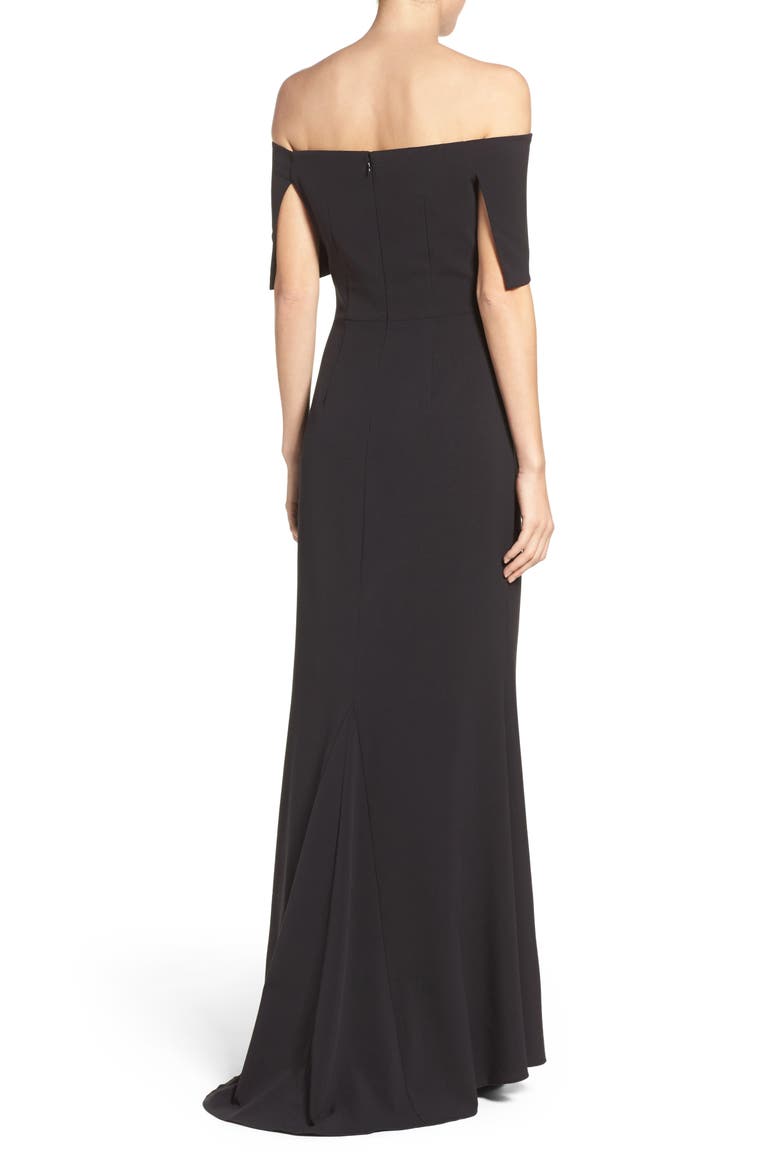 Off the Shoulder Popover Gown, Alternate, color, BLACK