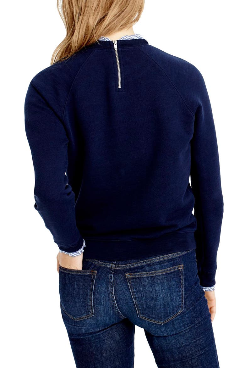 J.Crew Ruffle Trim Sweatshirt, Alternate, color, NAVY/ SHIRTING STRIPE