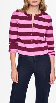 DKNY Jeans Striped Crewneck Cardigan