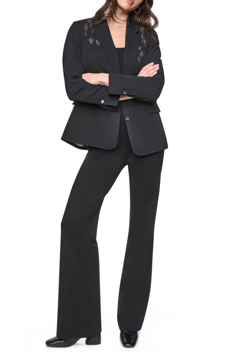 Heatset Animal Studded Blazer, Alternate, color, BLACK